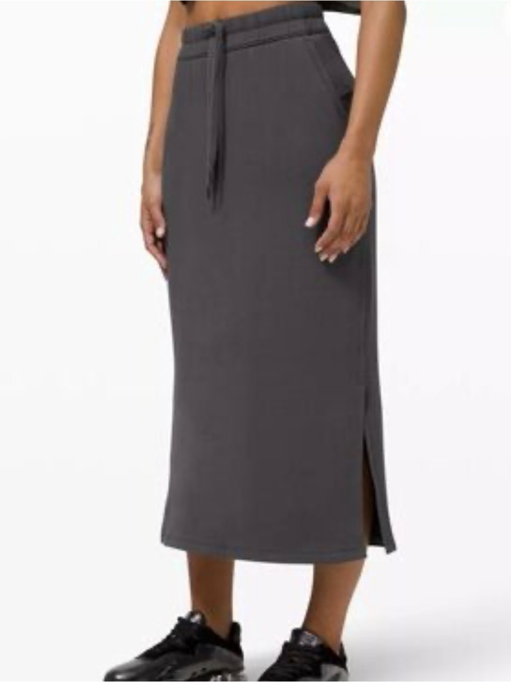 Lululemon Athletica Athleiste Charcoal BlackDrawstring Midi Skirt with Side Slit
